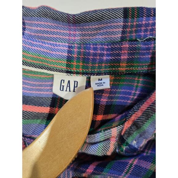 GAP Women’s Purple Plaid Button-Up Long Sleeve Shirt Medium - Picture 6 of 8